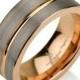 Black Gunmetal Tungsten Ring Rose Gold Wedding Band Ring Tungsten 9mm Tungsten Ring Man Wedding Band Male Women Stripe