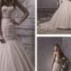 Fit and Flare Trumpet Champagne Waist Bow Band Sash Lace Tulle Wedding Dress