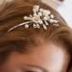 Bridal tiara ivory Wedding hair accessories Polymer clay roses Swarovski Glass pearls asymmetry Wedding headband Made in Israel
