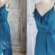 2015 Cerulean Spaghetti Strap Flounce Bridesmaid dress, Ruffled Chiffon Wedding dress, Chiffon Formal dress, Prom dress floor length (B081)