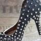 Custom Black glitter studded spiked shoes - any style or size.  Wedding shoes, prom shoes, custom glitter shoes made to order