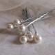 White Pearl Hair Pins - Swarovski Crystal Pearl Bobby Pins - Set of Six