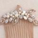 Rose Gold Bridal Comb, Rose Gold Wedding headpiece, Hair clip, Wedding hair comb, Swarovski Pearls, Wedding jewelry, Linneah Bridal Comb