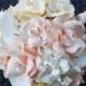 Paper Bouquet - Blush, Ivory, White -Hydrangeas, Roses, Calla Lillies - 8 inch - 10 inch