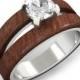 Honduran Rosewood Ring With Round Cut Diamond, 14k White Gold Engagement Ring or Anniversary Ring