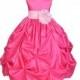 Fuchsia / choice of color sash Taffeta Flower Girl Dress pageant wedding bridal children bridesmaid toddler 6-9m 12-18m 2 4 6 8 10 