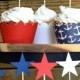 Star Cupcake Picks in patriotic red, white and blue