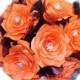 Persimmon and plum paper flower bouquets, Purple and orange feather bouquet, Alternative bouquet, Custom color bouquet, Paper flower bouquet