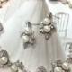 Bridal jewelry set, wedding jewelry, bridesmaid jewelry set, backdrop necklace earrings, vintage inspired pearl necklace, bridal necklace