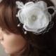 Ivory Bridal Flower Hair Clip Wedding Accessory Crystals Feathers Bridal Fascinator Bridal Accessory  Wedding Hair Accessory