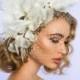Couture Bridal hat, Bridal Fascinator, wedding veil, Ivory Silk headpiece, Veil, Birdcage veil