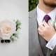 Wedding flowers, Rose Boutonniere, Ivory Boutonniere, Groom Groomsmen Wedding Flower, Fall Wedding, Rustic Wedding Boutonnieres