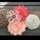 Rustic Peach/Coral Burlap Flower Girl Sash/Belt/Rustic Flower Girl Outfit/Country Wedding/Burlap Sash/Burlap Headband/Peach Burlap Headband