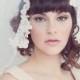 Grace - Shoulder length bridal tulle veil trimmed with vintage alencon lace