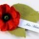 6 Red Poppy - Paper Flower Place Cards - Escort Cards - Wedding decor