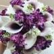 White & Plum/Purple Calla Lily bouquet, Bridal Bouquet, wedding bouquet, bridesmaid bouquet