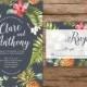 Hawaiian Wedding Invitation, Tropical Wedding Invitation, Palm Leaves Invitation