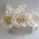 Bridal White Hair comb Piece  Wedding Hair Piece Veil Complement Piece Made to Order