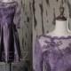 2015 Mesh Illusion Bridesmaid dress Purple, A line Wedding dress, Lace neck Prom dress, Formal dress with Long Sleeves knee length (TT099)