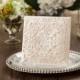 Printable Wedding Invitations Madeleine Ivory Shimmer Floral Square Laser Cut Wedding Invitation (WM218)