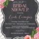 Pink Floral Bridal Shower Invitation Pink Roses Chalkboard Gray & White Striped Pastel Chalk FREE PRIORITY SHIPPING or DiY Printable - Leah