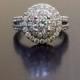 18K White Gold Double Halo Diamond Engagement Ring - 18K Gold Halo Diamond Wedding Ring - 18K Gold Art Deco Diamond Ring - Halo Diamond Ring
