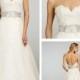 A-line Strapless Sweetheart Lace Wedding Dress with Floral Waist