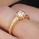 half carat Diamond Engagement ring, 14k gold engagement ring, Art deco diamond ring, handmade gold engagement ring , Accent Bezel Ring