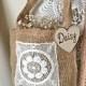Rustic Flower Girl Basket with lace Personalized Heart Bag Burlap Rustic Wedding Outdoor Bridesmaid bags