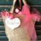 Rustic Flower Girl Basket - Personalized Name Heart -Bag- Burlap- Tulle -Rustic Wedding- Outdoor Wedding