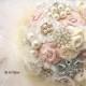 Brooch Bouquet, Blush, Cream, Ivory, Gold, Feather Bouquet, Vintage Style, Bridal, Jeweled, Pearls, Crystals, Gatsby, Elegant Wedding
