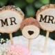 Wedding Cake Topper, Mr loves Mrs, rustic wedding cake topper, wedding decorations, tree slice cake topper