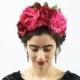 Frida Kahlo Pink on Pink Flower Headband, Valentines Day, Floral Headpiece, Flower Crown, Floral Crown, Flower Crowns, Pink Flower Crown
