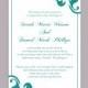 DIY Wedding Invitation Template Editable Word File Instant Download Elegant Printable Invitation Teal Wedding Invitation Blue Invitations