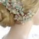 teal and pink hair clip, bridal headpiece, floral hairpiece, dried flower hair comb, wedding hair piece, teal flower for hair, hydrangeas