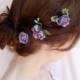 flower hair pins, rosebud bobby pins, purple bridal hair accessories, flower girl, rustic wedding, small  hairpiece, wedding hair accessory