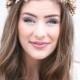 Rustic Gold Bridal Flower Crown Boho Headpiece of Golden Berries and Leaves Wedding Crown Headband Floral Halo Gold Halo