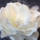Bridal hair flower (LIGHT IVORY)with Russian Veil and feathers