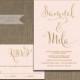 Blush Pink and Gold Wedding Invitation & RSVP 2 Piece Suite Gold Glitter Modern Script Shabby Chic Pastel CUSTOM COLORS DiY or Printed- Mila