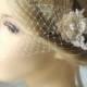 Bridal Ivory Veil, 2 Lace Hair Clips, Bandeau Birdcage Veil, Wedding  Veil, Bird Cage Veil