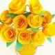 Paper flowers. Bright yellow paper flower decor. Includes yellow glass jar.