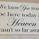 Remembrance sign, Wedding Sign, We know you would be here today if Heaven wasn't so far away.