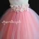 Blush Peachy Pink and white flower girl tutu dress hydrangea tulle dress wedding dress toddler dress birthday party dress 1t2t3t4t5t6t7t8t9t