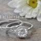 Engagement Ring Set Round Cut Halo Simulated Diamond Bridal Set Sterling Silver Rhodium Plated Nickel Free ZHEBGR01006