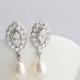 Bridal Earrings Small Wedding Earrings Swarovski Crystal Pearl Earrings Vintage Style Wedding jewelry MAE DROP