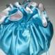 Dollar Dance Wedding Bag Turquoise and Silver Satin Extra Large