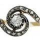 Antique Bypass Ring.51ctw Old Mine Cut Diamond Platinum 18 K Rosy Yellow Gold Victorian Engagement Ring Size 6.25!