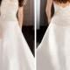 Strapless A-line Sweetheart Beading Bodice Wedding Dress with Traditional Chapel Train