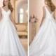 Straps A-line V-neck and V-back Wedding Dresses