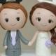 Topper for the month of February- Disney inspired Cake Topper  -- Kokeshi Wedding Cake Topper - Wood Personalized  Cake Topper